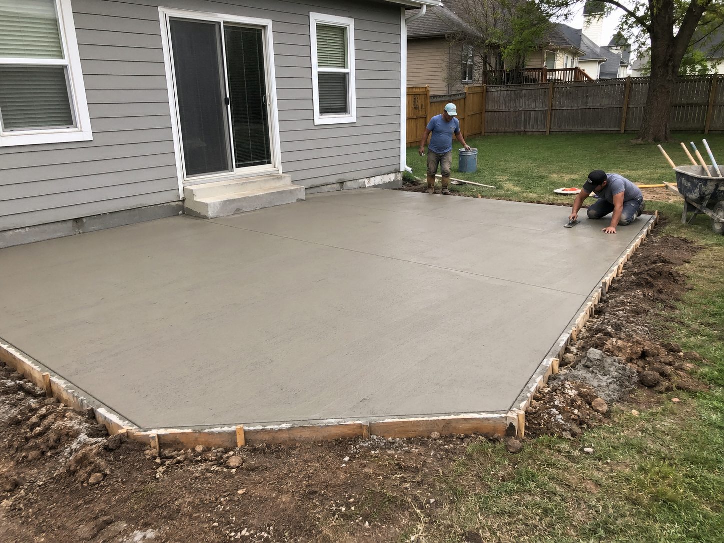 New concrete driveway installation in Lee's Summit residential neighborhood