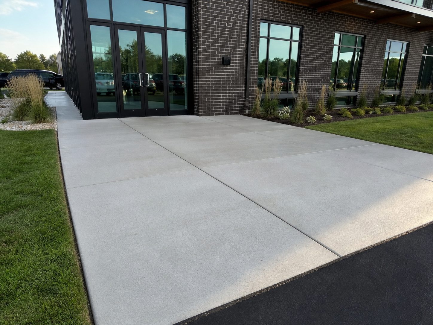 Commercial concrete flatwork and curb work at a Kansas City metro business property
